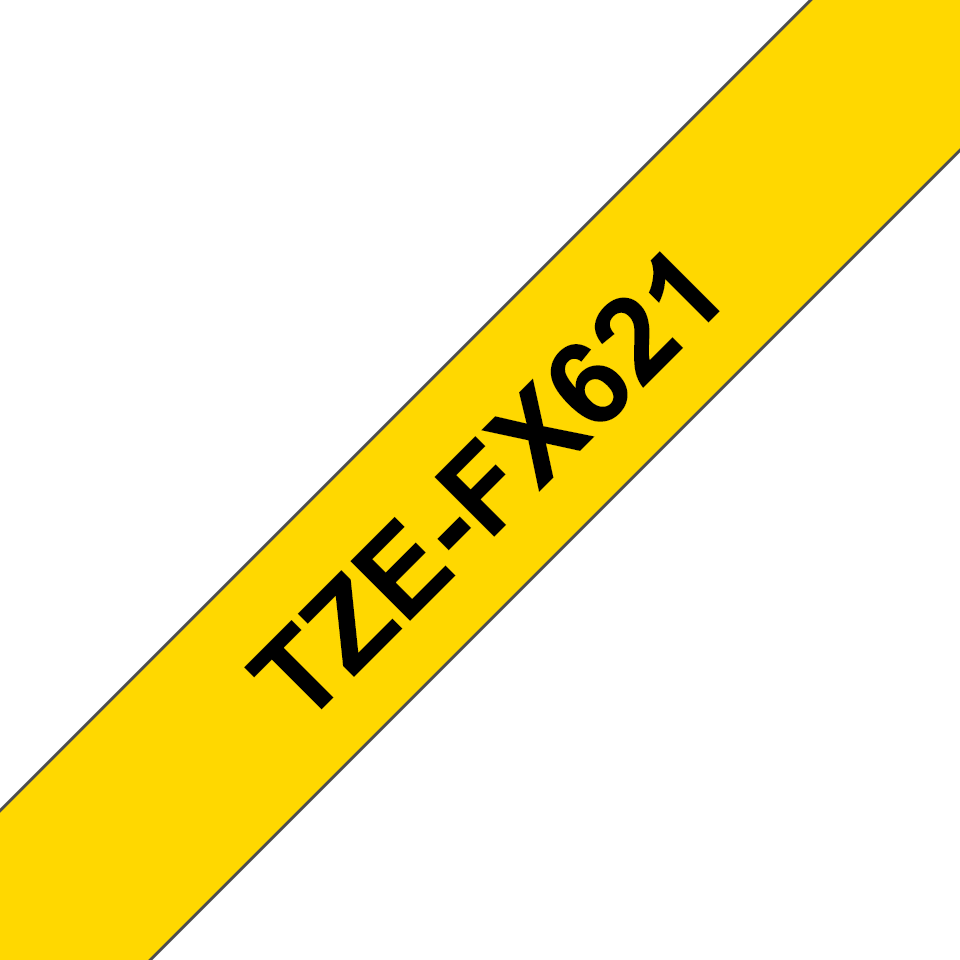 Original Brother TZeFX621 fleksibel ID merketape – sort på gul, 9 mm bred